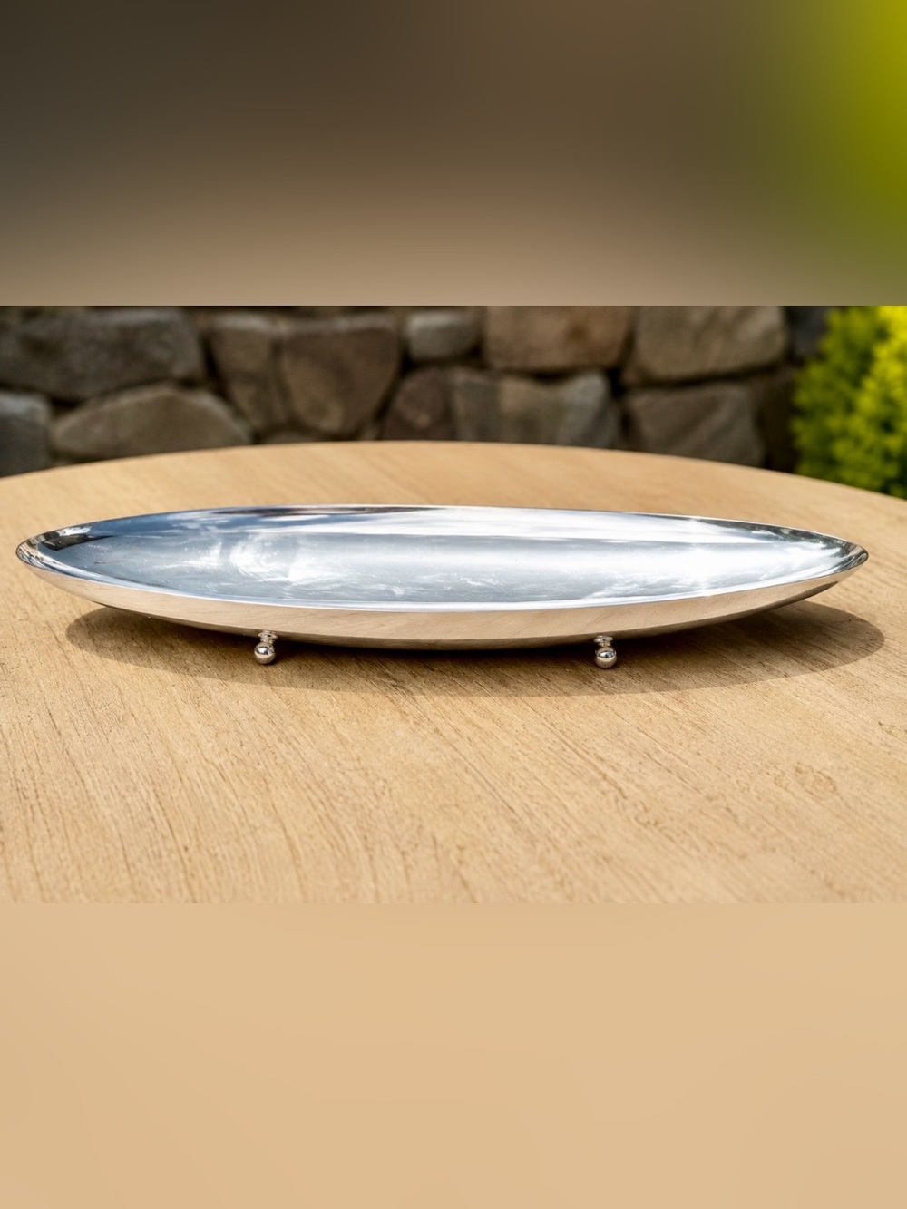 Vintage 18" Mid-Century Modern Silver Plated Canoe Bowl - Elongated Surfboard